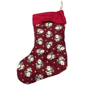 handmade Christmas stocking Santa patch work design red green 15" READ